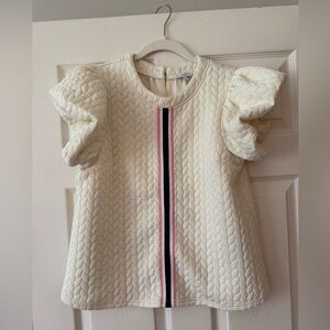 Voy Quilted Cream Short Sleeved top